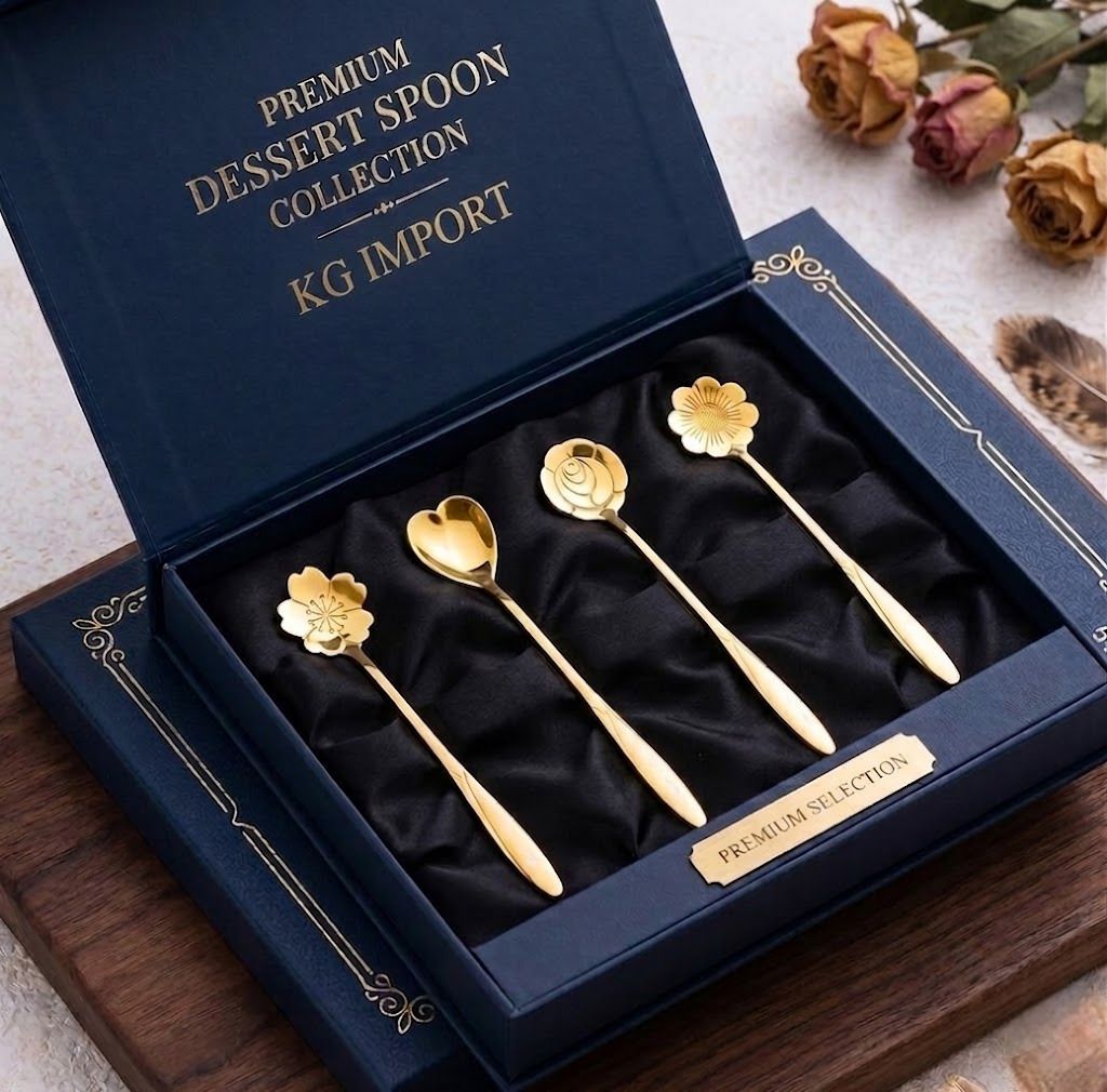 Dessert Spoon Set for Coffee, Tea, Cake Pastry, Kitchen Tableware Steel Cutlery Set-image-32