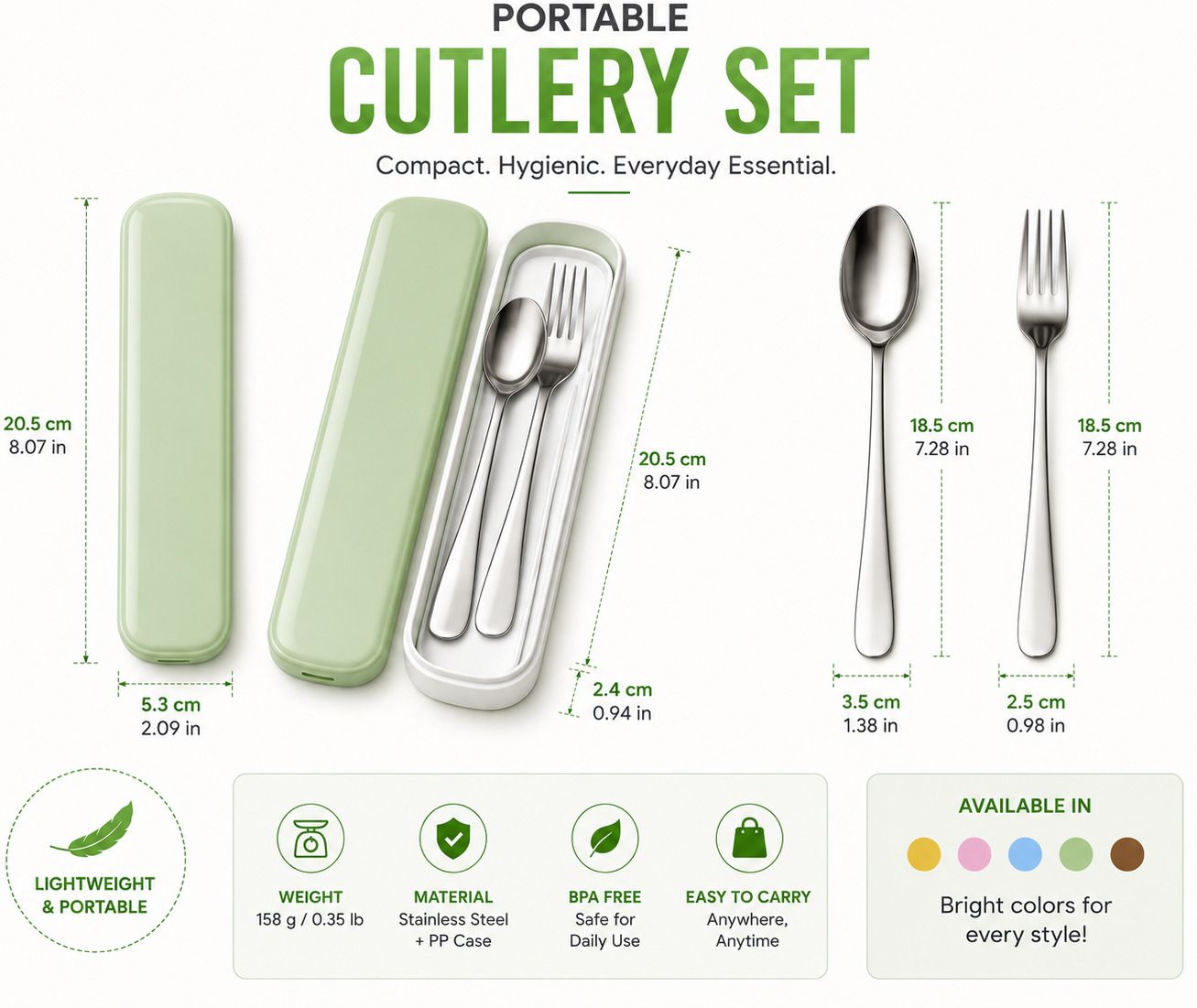 Portable Spoon and Fork Set with Reusable Carrying Box Stainless Steel Cutlery Set-image-5
