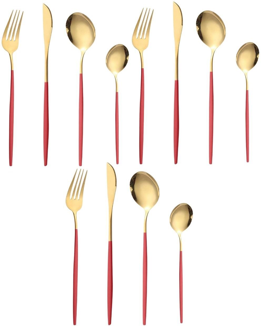 p-plus international Gold Flatware Set Dishwasher Safe Mirror-Polished Suitable for Home, Restaurant Stainless Steel Cutlery Set-picture-31