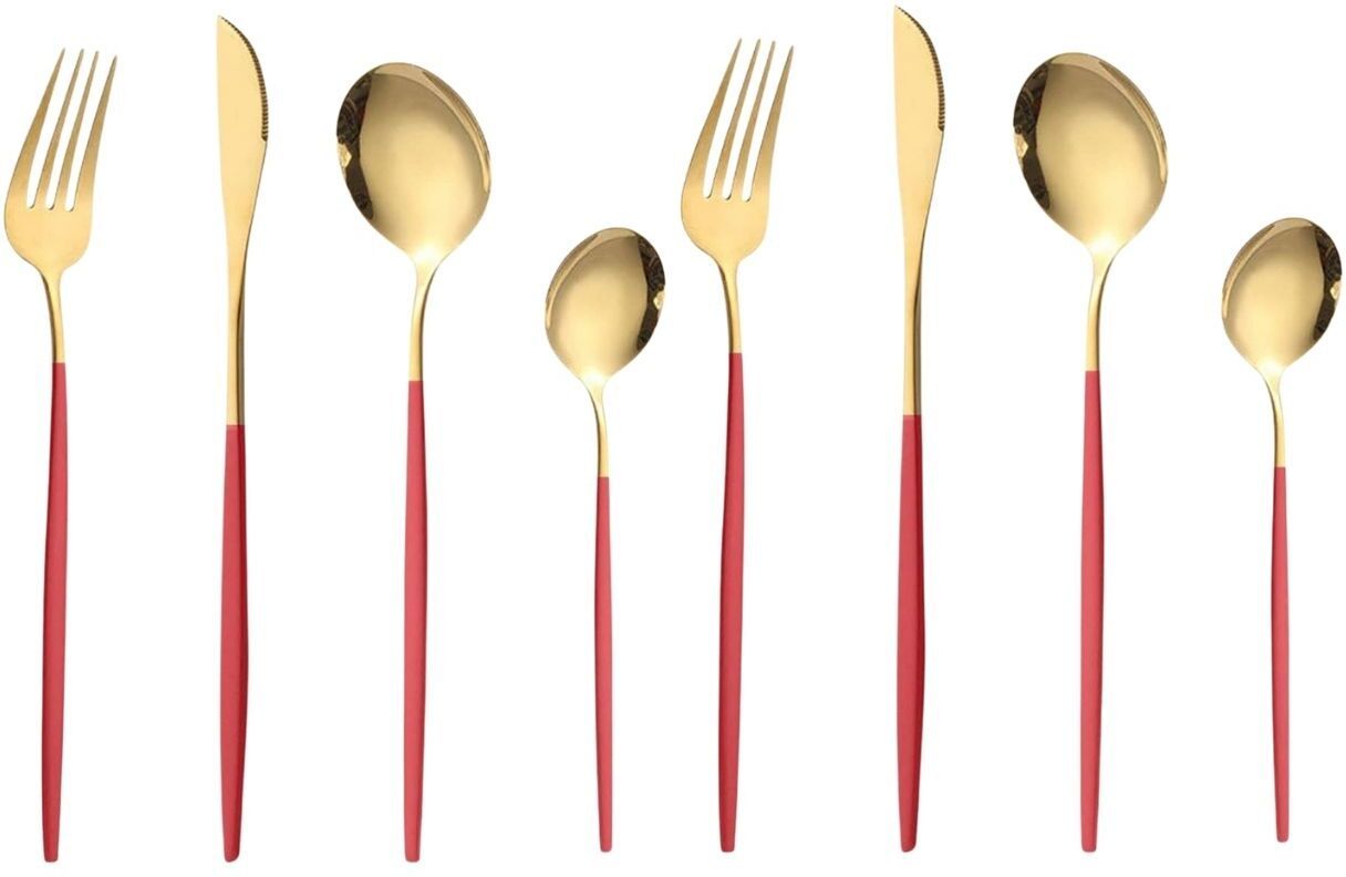 p-plus international Stainless Steel Cutlery Gold, Modern Flatware for Dinner, Dessert, and Serving Stainless Steel Cutlery Set-picture-27