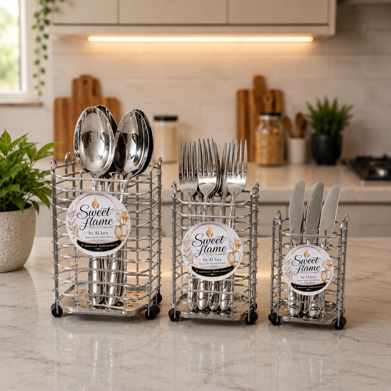 Stainless steel spoon holder | modern kitchen life style | Stainless Steel Cutlery Set-image-25
