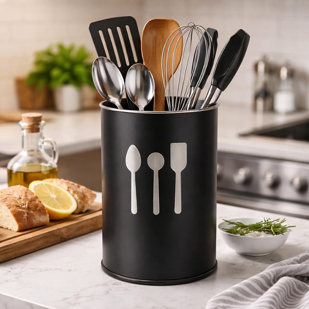 Modern Black Cutlery Holder Big Stainless Steel Cutlery Set-image-39