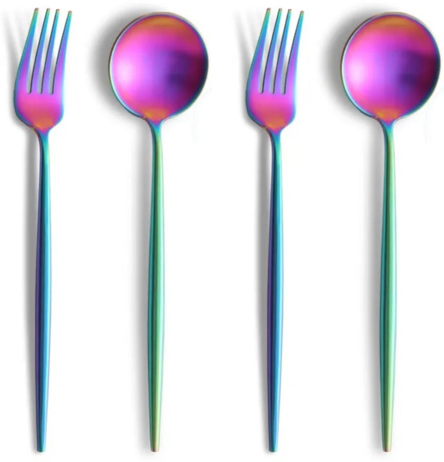 French Style Table Spoons & Forks | Flatware For Dinner, Party | Rainbow Stainless Steel Cutlery Set-image-45