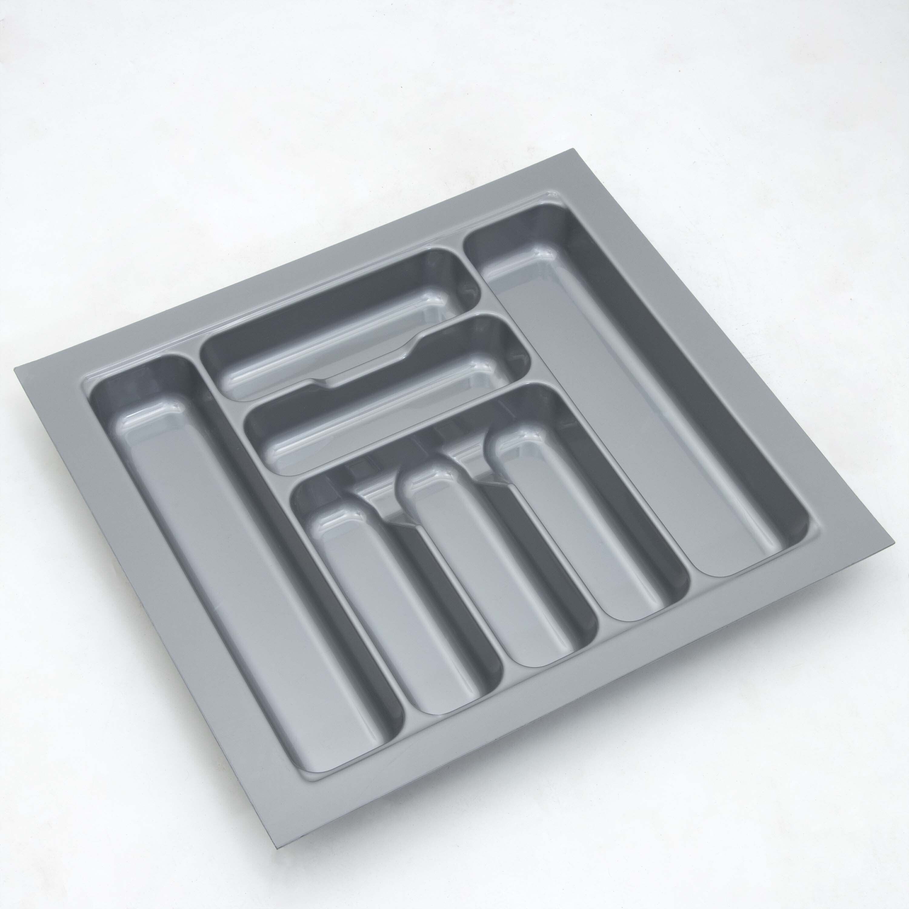 Cabinet Cutlery Tray Organizer for Modular Kitchen (Grey-21 X 18.5 Inch) Plastic Cutlery Set-image-26