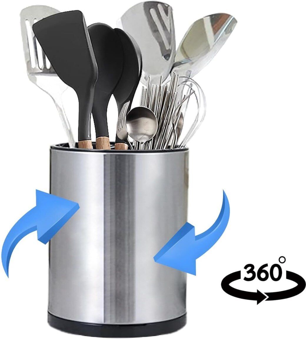 grebe Stainless Steel Rotating Utensil Holder and Sink Organiser with Detachable Disposable Stainless Steel Cutlery Set-picture-14