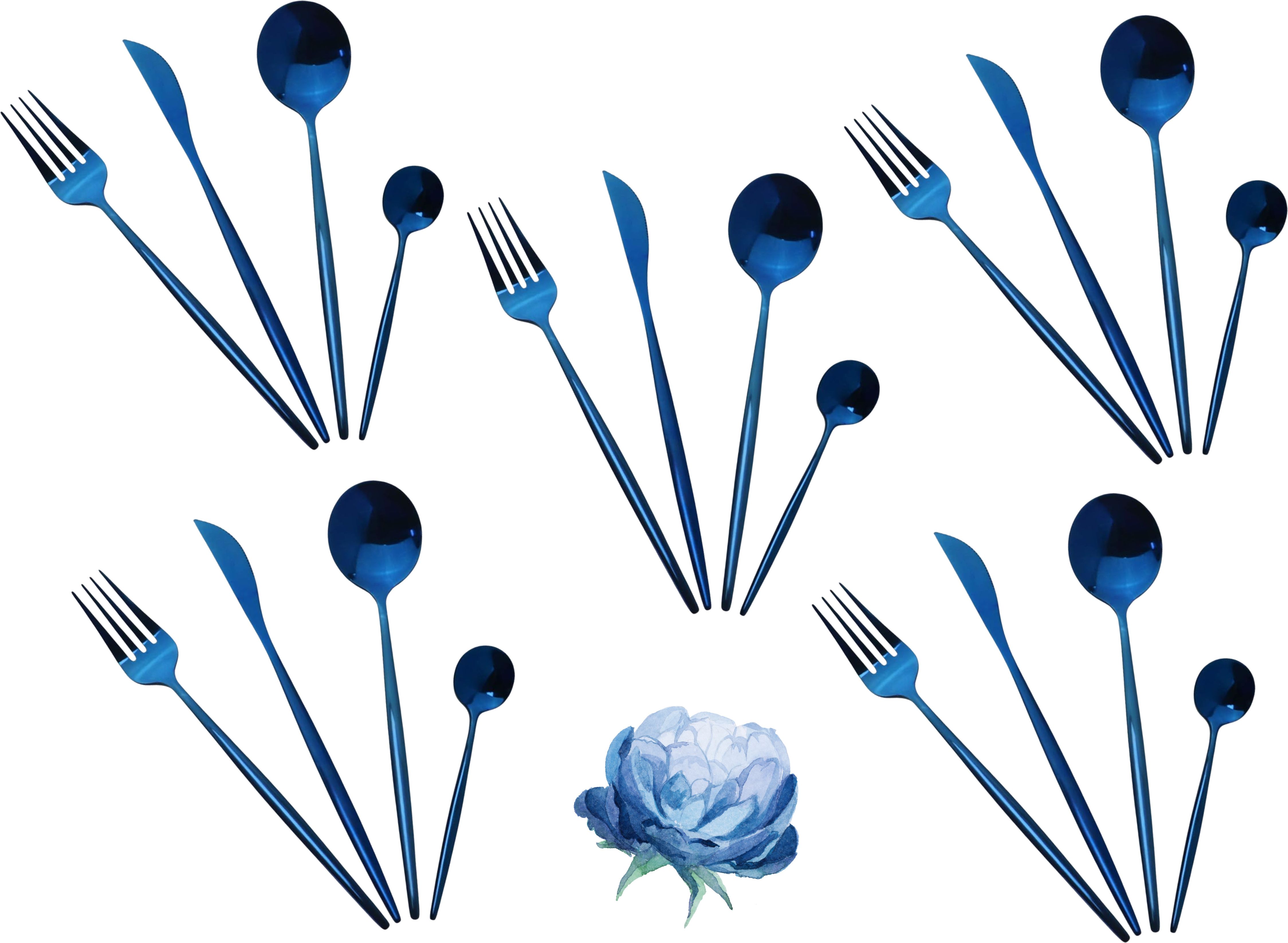 Stand Out with a Stunning Blue Finish | The Versatile Design E Dining Set Stainless Steel Cutlery Set-image-4