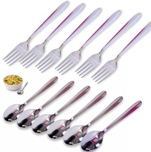 Spoon & Fork Set|Mirror Finish Cutlery Combo for Dining, Kitchen & Restaurant Stainless Steel Cutlery Set-image-16