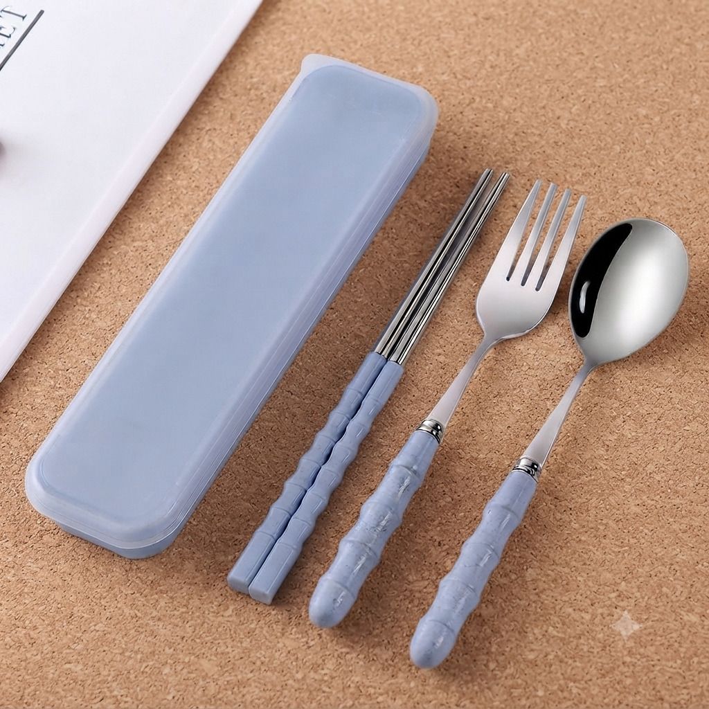 3-Piece Stainless Steel Cutlery Set - Spoon, Fork, Chopsticks Disposable Stainless Steel Cutlery Set-image-19