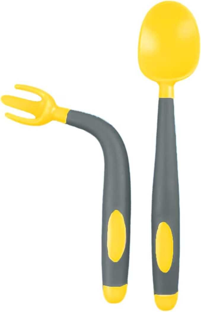 naama 2Pcs Flexible Bendable Infant Baby Fork and Spoon Set, Heat-Resistant Utensils Disposable Polypropylene Cutlery Set-picture-4