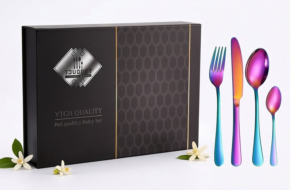 Premium 24-Piece Rainbow Cutlery Set Stainless Steel Cutlery Set-image-20