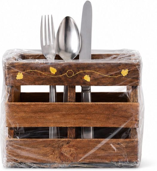 Wooden Cutlery Holder Stand — Handicrafts Empty Cutlery Case (Holds 20) Wooden Cutlery Set-image-28