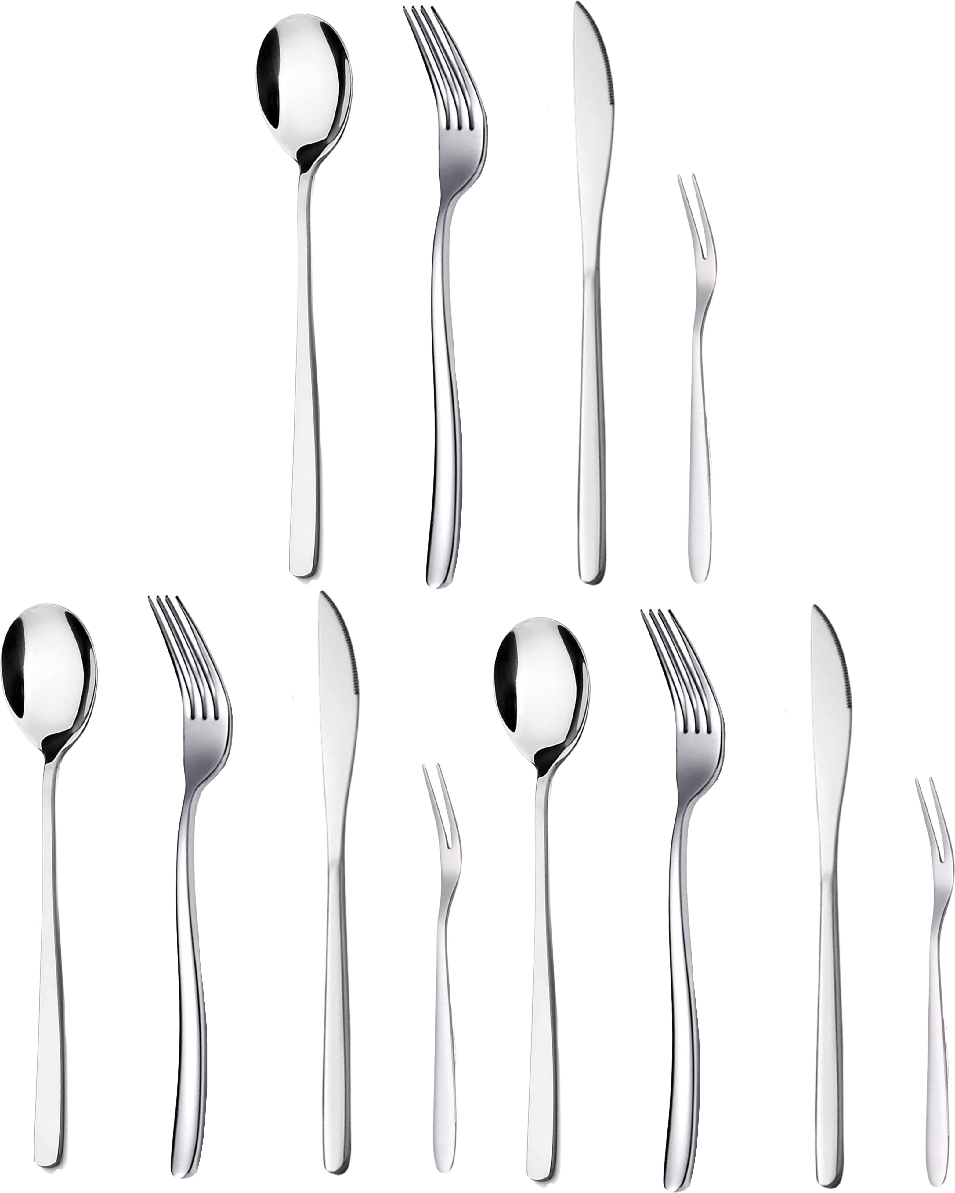 yelona Set of 12 Luxury Silver Flatware Set Spoon | Fork | Steak Knife & Fruit Fork Stainless Steel Cutlery Set-picture-31
