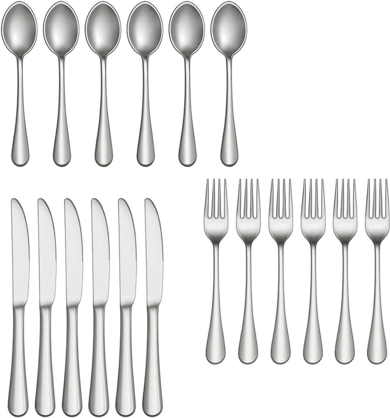 18 Pieces (6 Dinner Spoons, 6 Dinner Forks & 6 Butter Knives) Stainless Steel Cutlery Set-image-38
