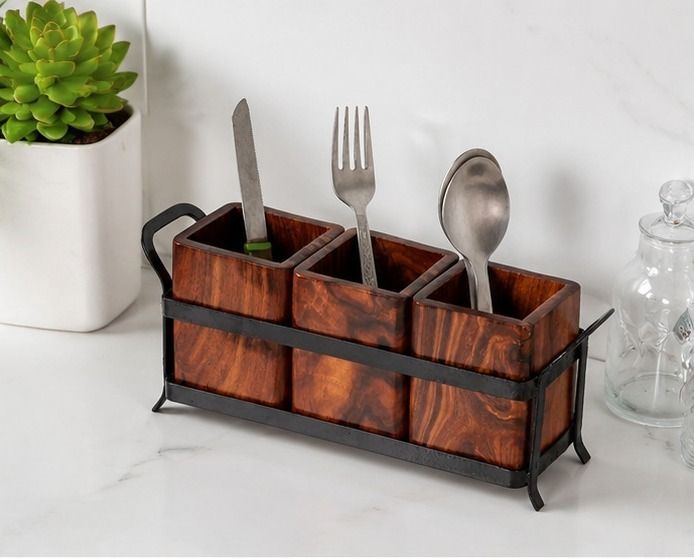 Wooden Organizer for Salt Sugar Tea Wooden Cutlery Set-image-19