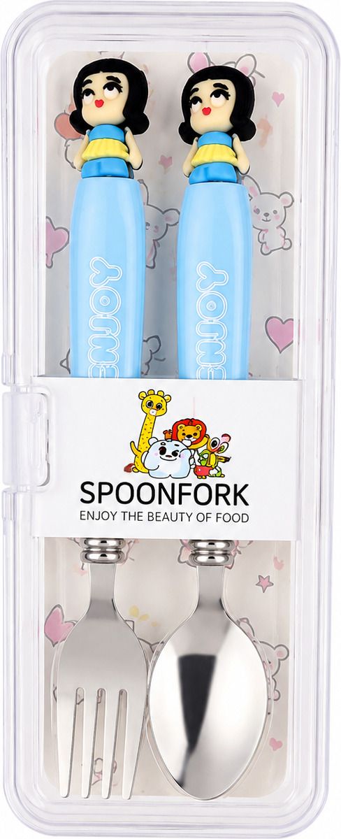 trendhop Kids Spoon Fork Set Stainless Steel Cute Cartoon Handle Baby Feeding Cutlery Stainless Steel Cutlery Set-picture-34