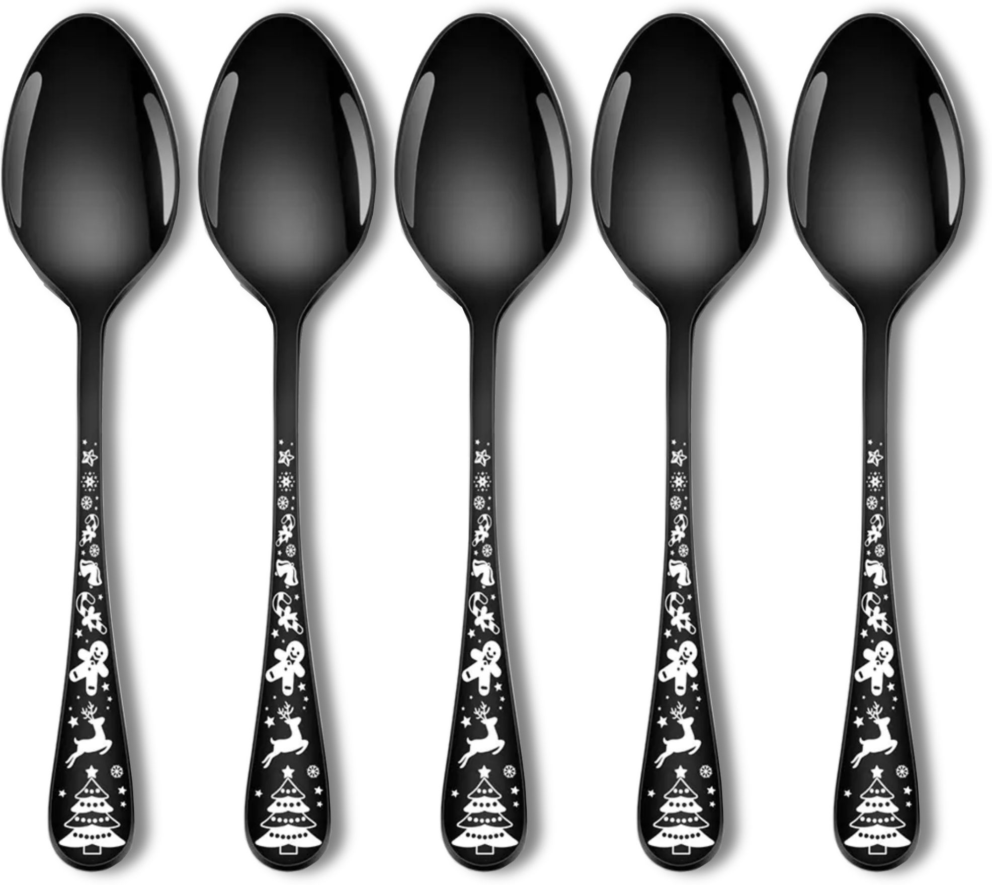 Christmas Theme Table Spoons|Flatware for Dinner, Party, Camping|Charcoal Black Stainless Steel Cutlery Set-image-46