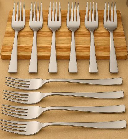 12 Piece Stainless Steel Dinner Forks Set, Salad Flatware Forks Disposable Stainless Steel Cutlery Set