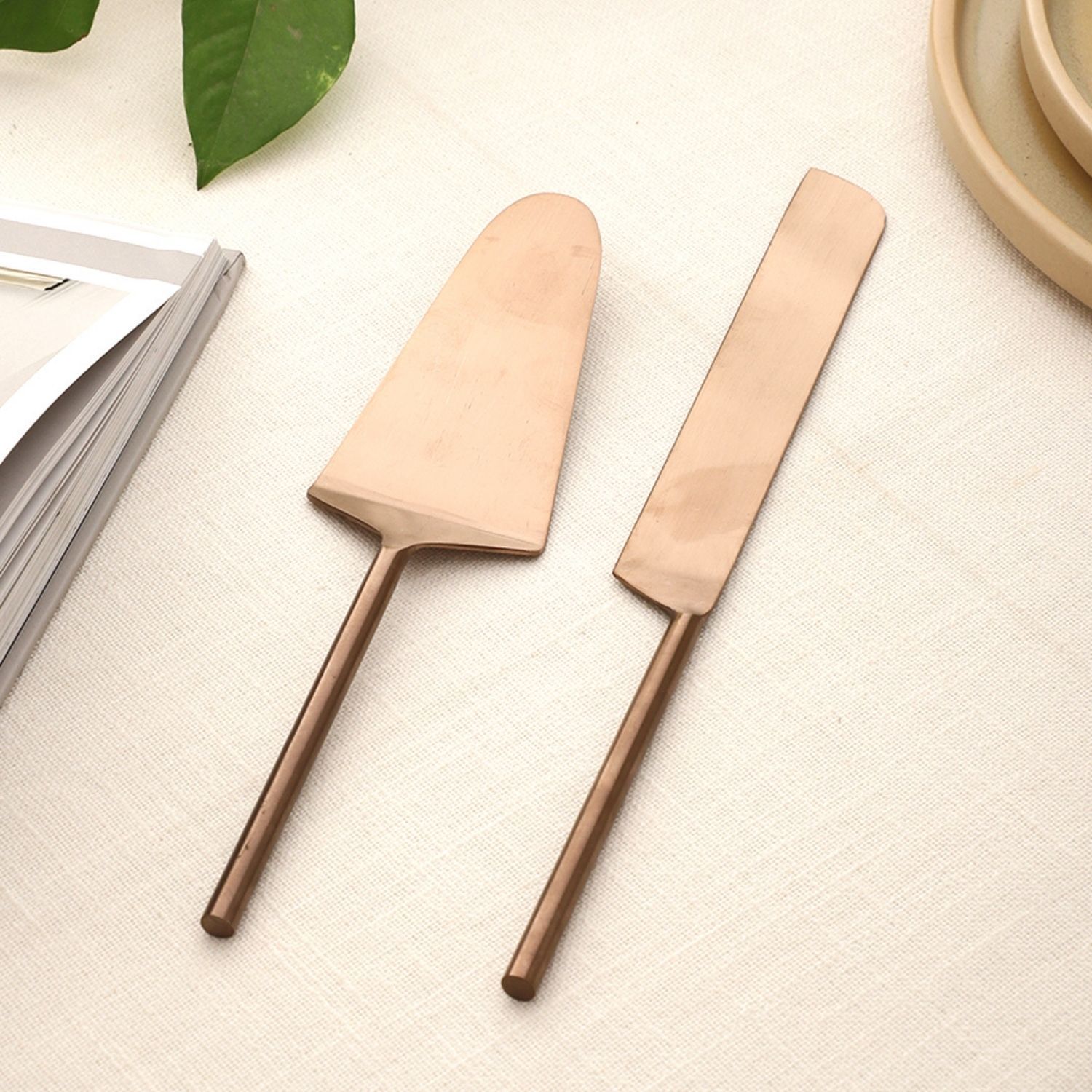 vareesha Rose Gold Stainless Steel Cake Server Set Stainless Steel Cutlery Set-picture-41