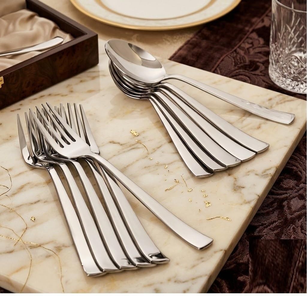 6 Dinner Spoons + 6 Dinner Forks Stainless Steel Cutlery Set-image-49