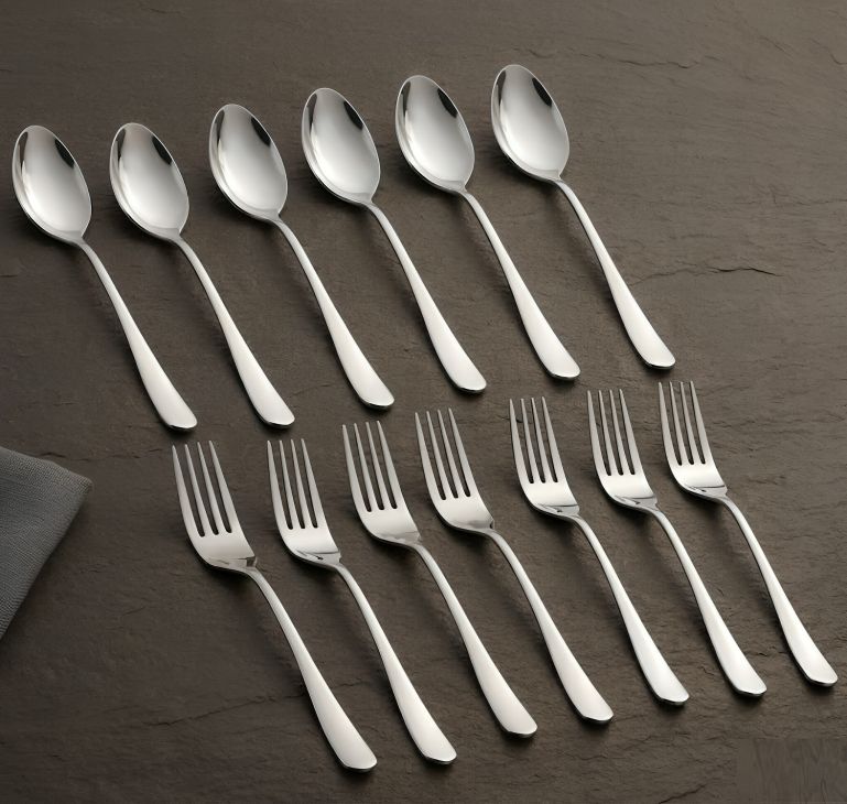Elegant Silver Finish Spoon Fork Set for Home & Restaurant Stainless Steel Cutlery Set-image-27