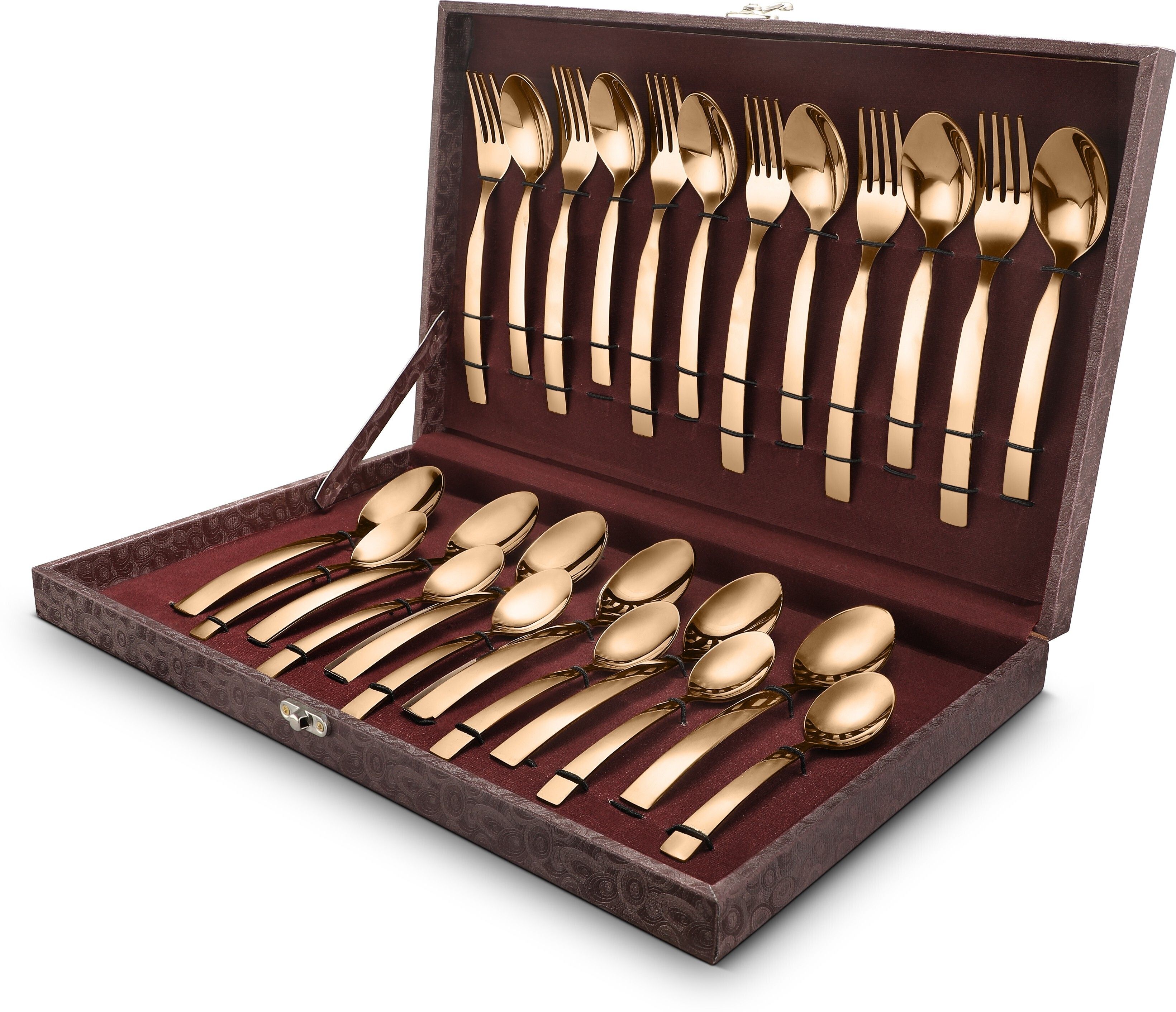 fns Allie Cutlery Set with Leatherite Box-6 Spoon, 6 Forks, 6 Teaspoon, 6 Baby Spoon Stainless Steel Cutlery Set-picture-21