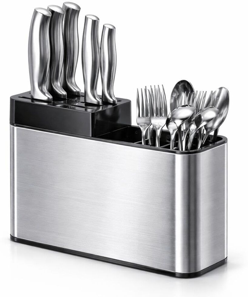 3 Compartment Stainless Steel Knife Holder & Cutlery Organizer Stainless Steel Cutlery Set-image-25