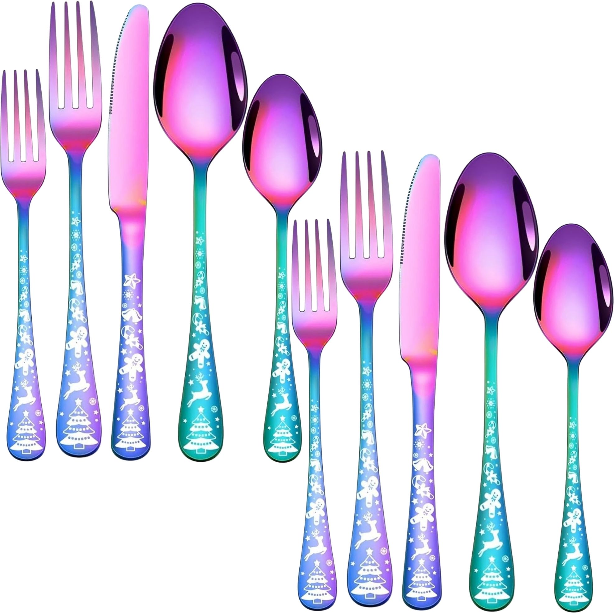 GRIHIVA Stainless Steel Cutlery Set Rainbow Elegance Stainless Steel Cutlery Set-image-43