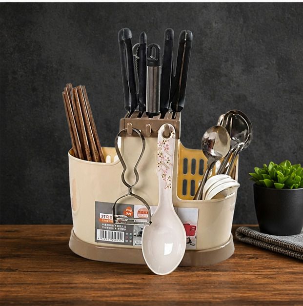 Plastic Kitchen Organizer Stand for Spoons, Chopsticks & Cutlery Plastic Cutlery Set-image-32