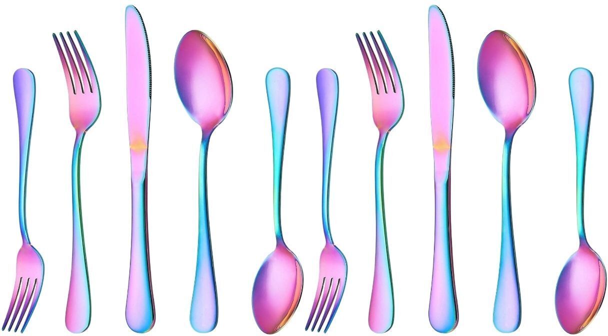 p-plus international Silverware Stainless Steel Flatwar, Forks and Spoons, Round Edge, Everyday Use Stainless Steel Cutlery Set-picture-44