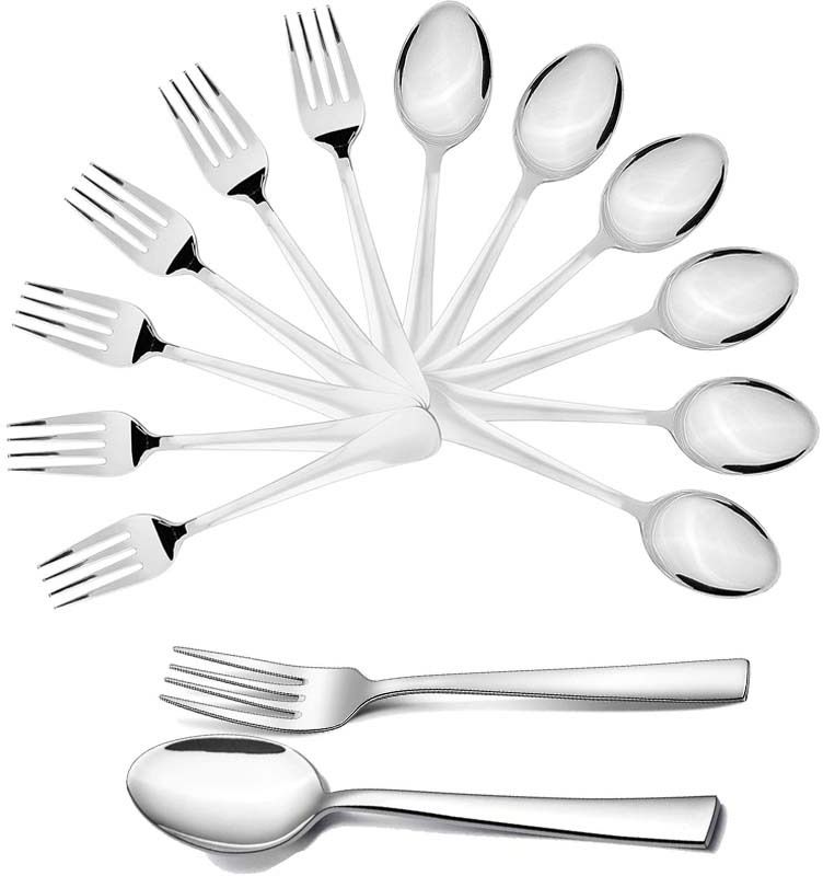 Stainless 17 cm Long Steel Fork & Spoon Combo Cutlery Set (7 Pieces Each) Stainless Steel Cutlery Set-image-3