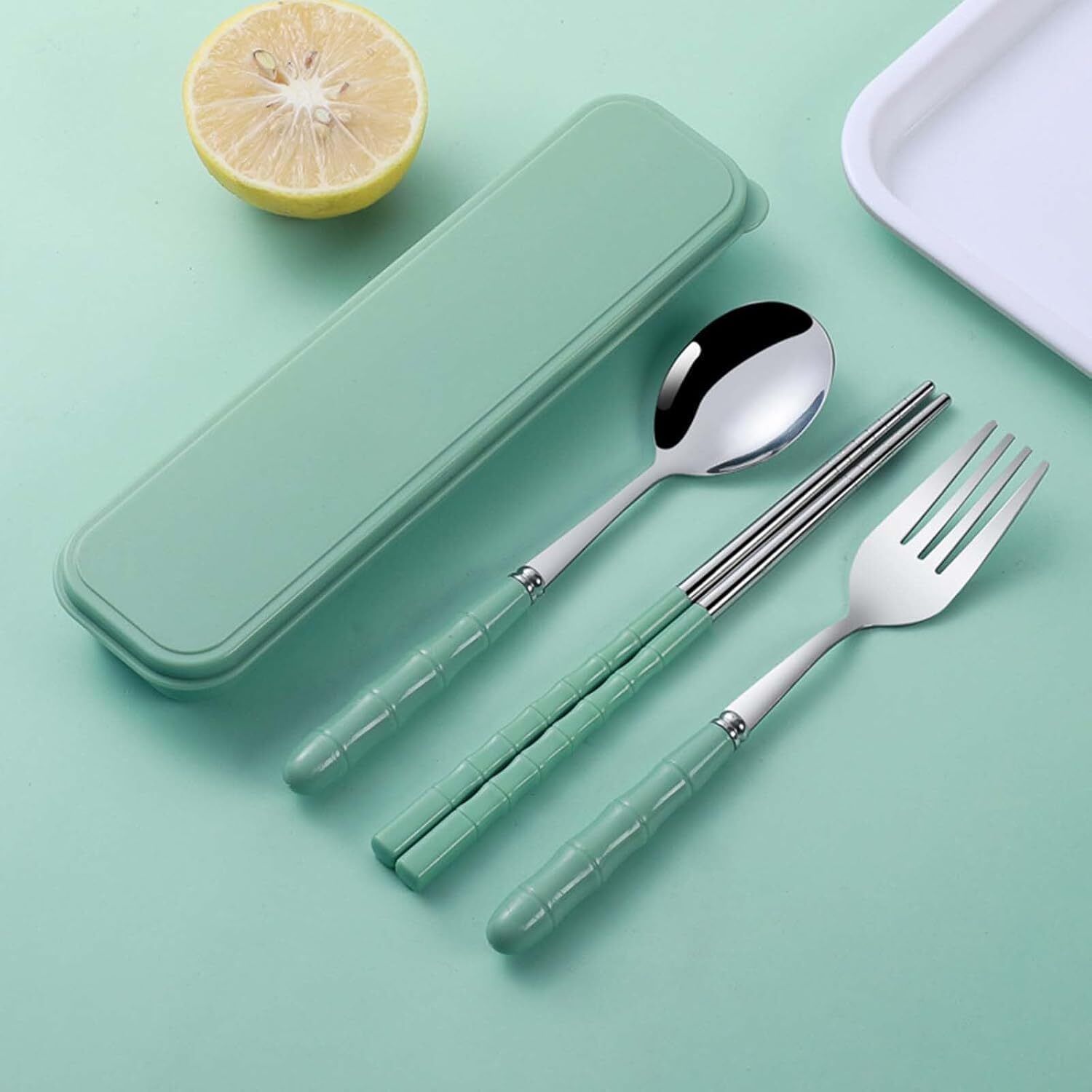 Tableware Set – Spoon, Fork and Chopsticks Combo Durable Reusable Stainless Steel Cutlery Set-image-33