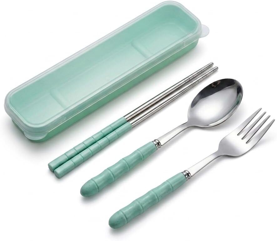 Stainless steel cutlery set with spoon fork chopsticks in case for kids Stainless Steel Cutlery Set-image-15