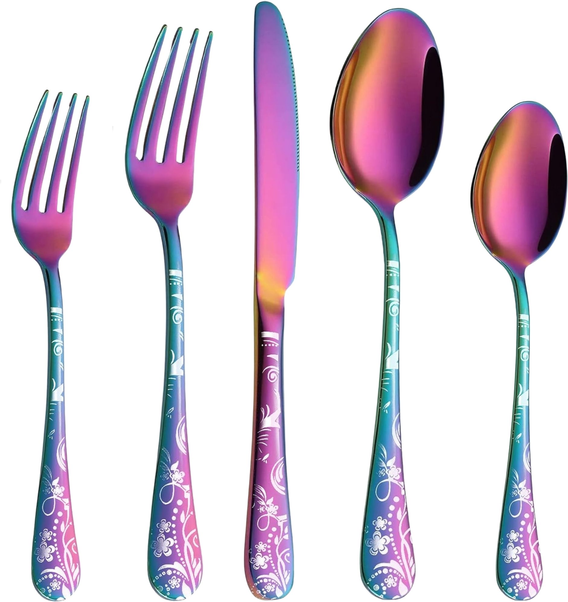 GRIHIVA Stainless Steel Cutlery Set Rainbow Elegance Stainless Steel Cutlery Set-image-41
