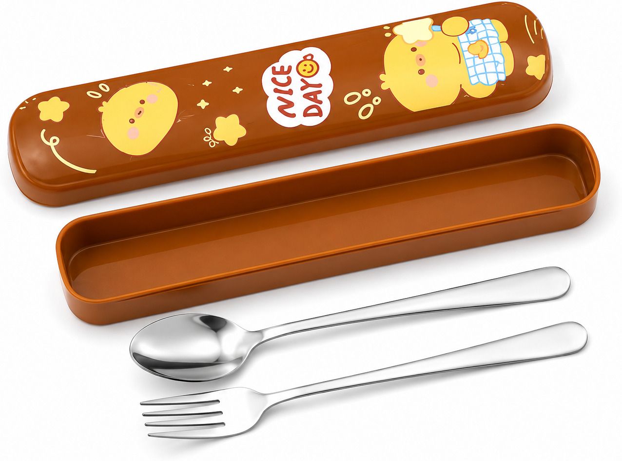Cute Pink Travel Cutlery Set with Spoon, Fork and Storage Case Stainless Steel Cutlery Set-image-14