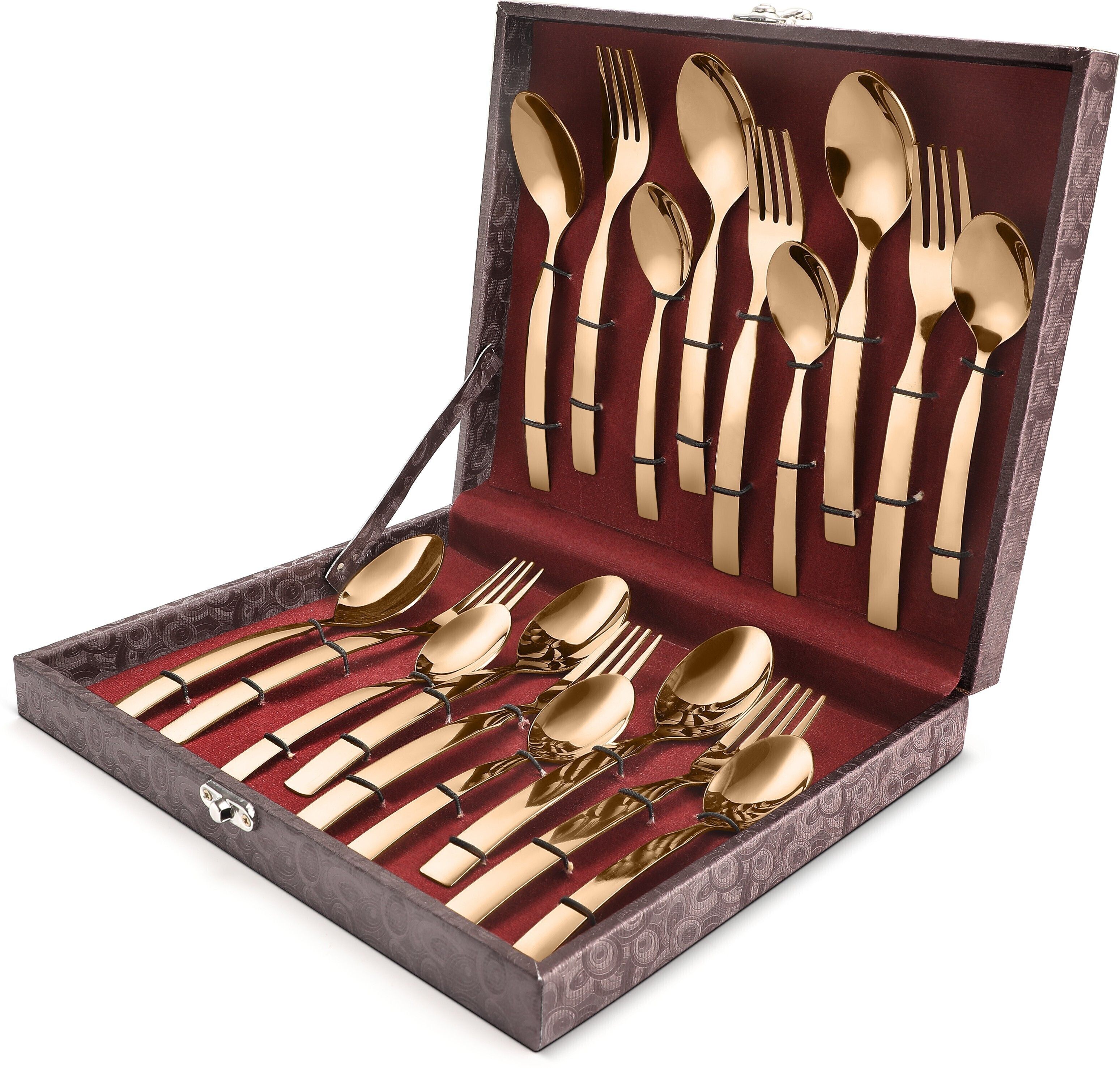 fns Allie Cutlery Set with Leatherite Box-6 Dinner Spoon, 6 Dinner Forks, 6 Teaspoon Stainless Steel Cutlery Set-picture-20