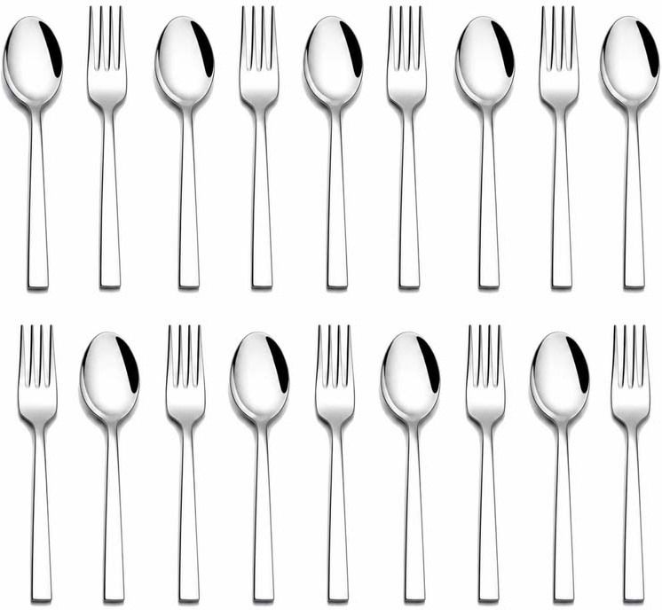 Stainless Steel Spoon & Fork 17 Cm Long Combo For Daily Use (9 Pieces Each) Stainless Steel Cutlery Set-image-20