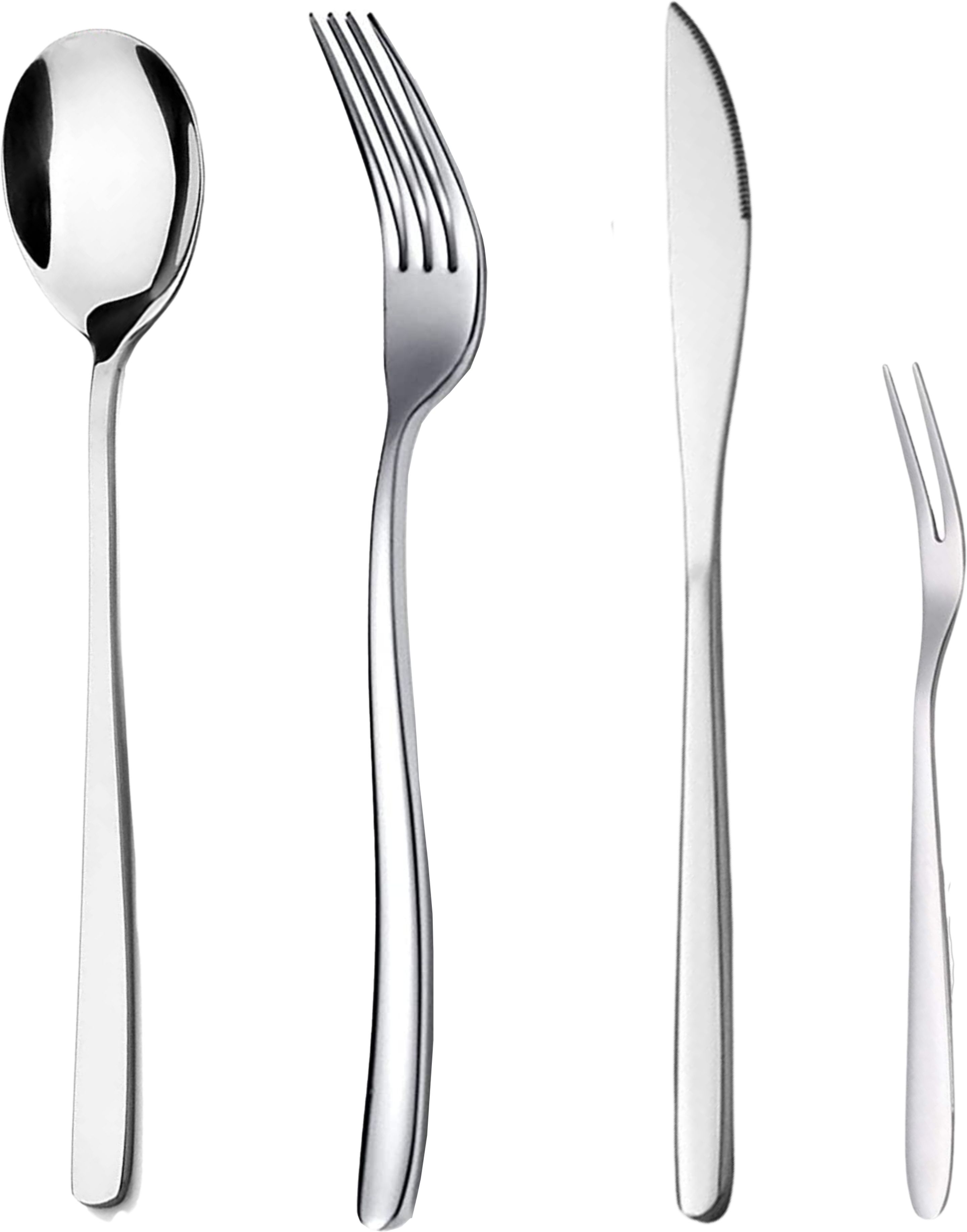 yelona Set of 4 Luxury Silver Flatware Set Spoon | Fork | Steak Knife & Fruit Fork Stainless Steel Cutlery Set-picture-20