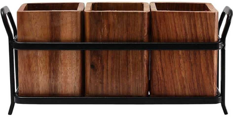 Wrought Iron Spoon Holder Antique Wooden, Iron, Wooden Cutlery Set-image-8