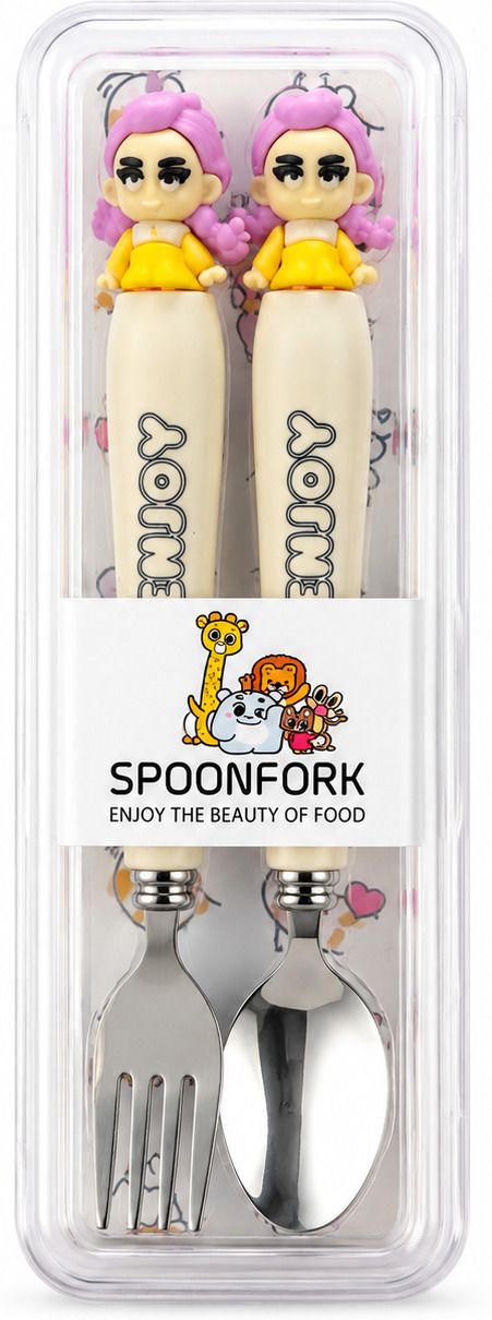 trendhop Kids Spoon Fork Set with Cute Doll Girl Character Handle Stainless Steel Cutlery Stainless Steel Cutlery Set-picture-12