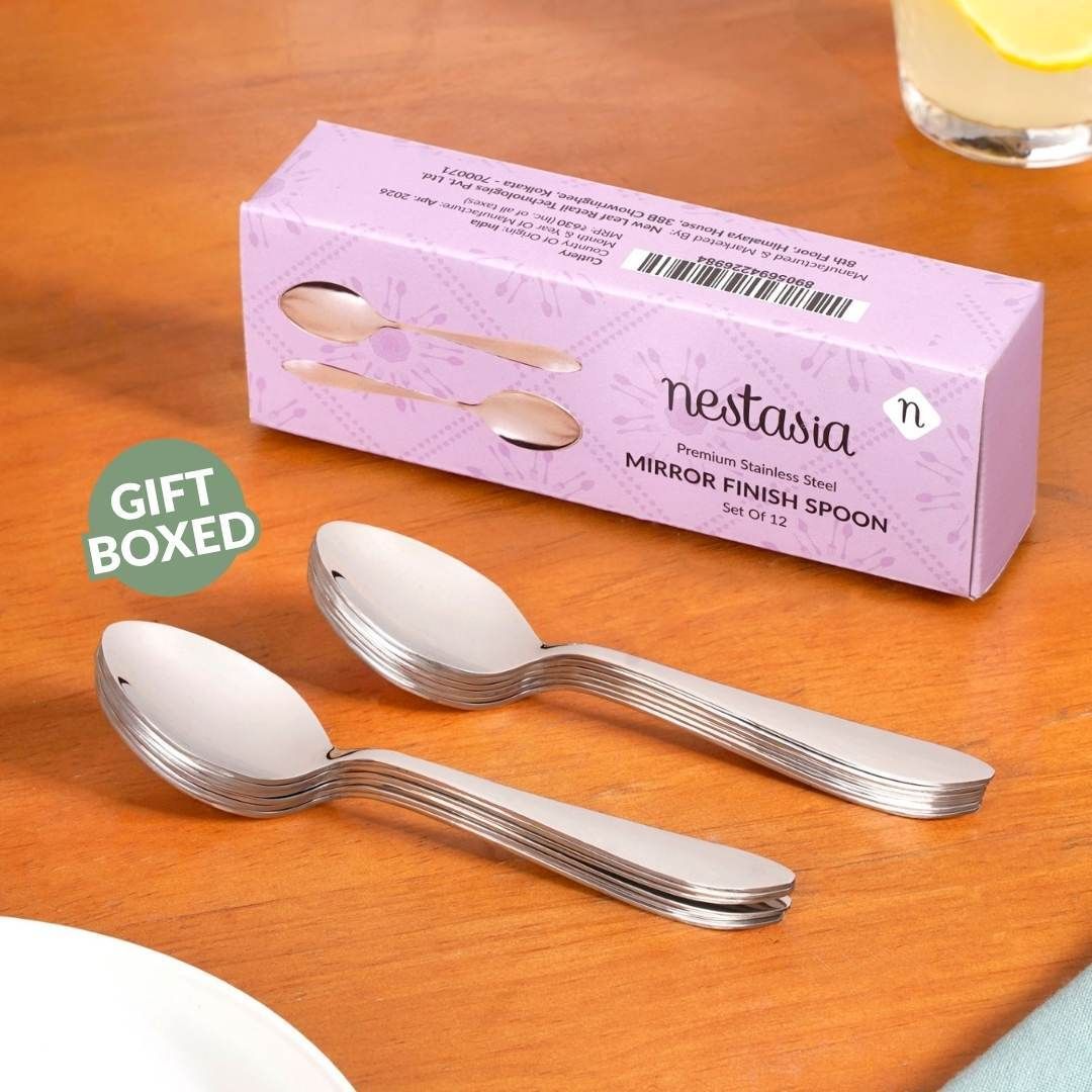 nestasia Mirror Finish Spoon Set Of 12 Stainless Steel Cutlery Set-picture-1