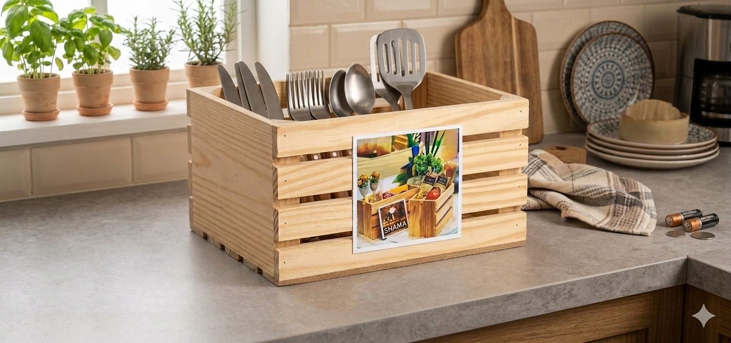 cutlery holder Wooden Cutlery Set-image-1