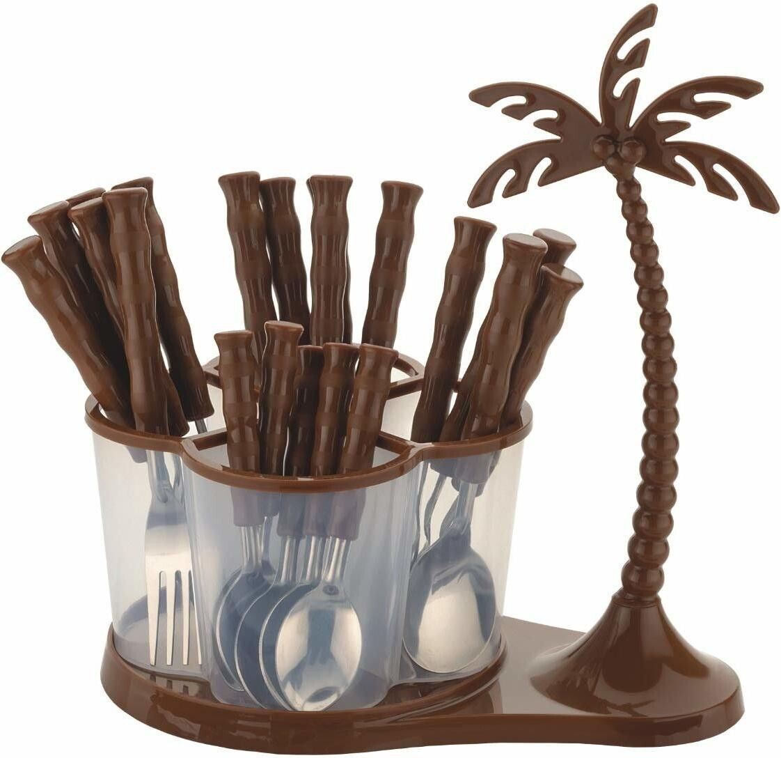 25 Pieces Premium Tree Cutlery Set, Dining Tableware Spoon Set, Stainless Steel, Plastic Cutlery Set-image-15