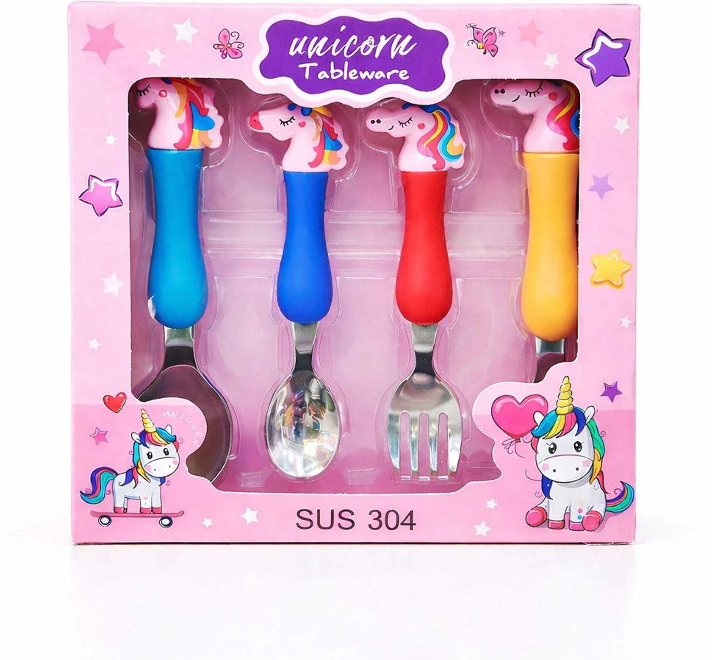 Unicorn Spoon Fork Set – Stainless Steel Baby Cutlery Aluminium Cutlery Set-image-45
