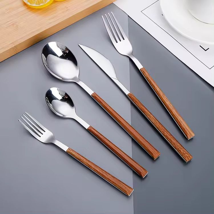 iktu 5 Piece Spoon Fork Knife Cutlery Set Modern Flatware Tableware Gift Set Stainless Steel Cutlery Set-picture-14