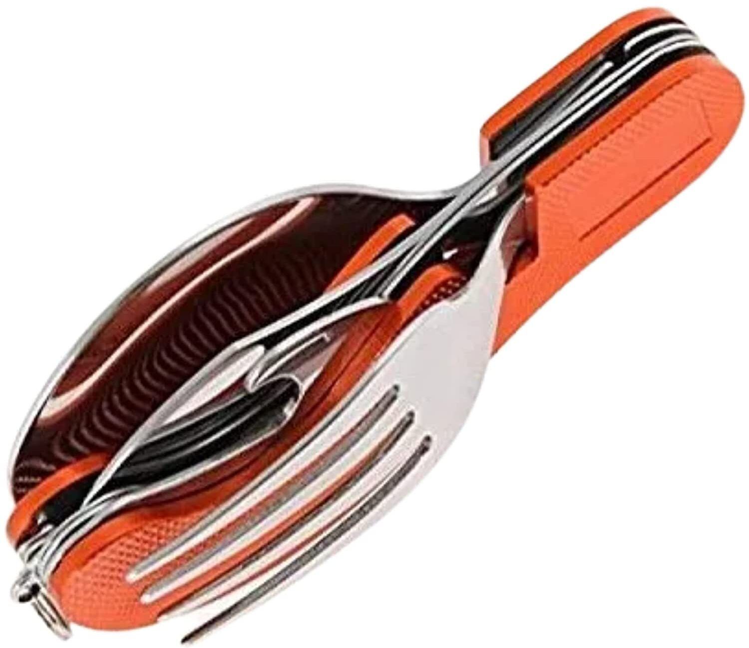 3 in 1 Stainless Steel Multi-Tool Camping Folding Pocket Knife, Fork Spoon Set Stainless Steel Cutlery Set-image-20