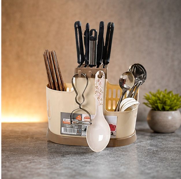 Plastic Kitchen Utensil Organizer Stand for Spoons, Knives & Forks Plastic Cutlery Set-image-33