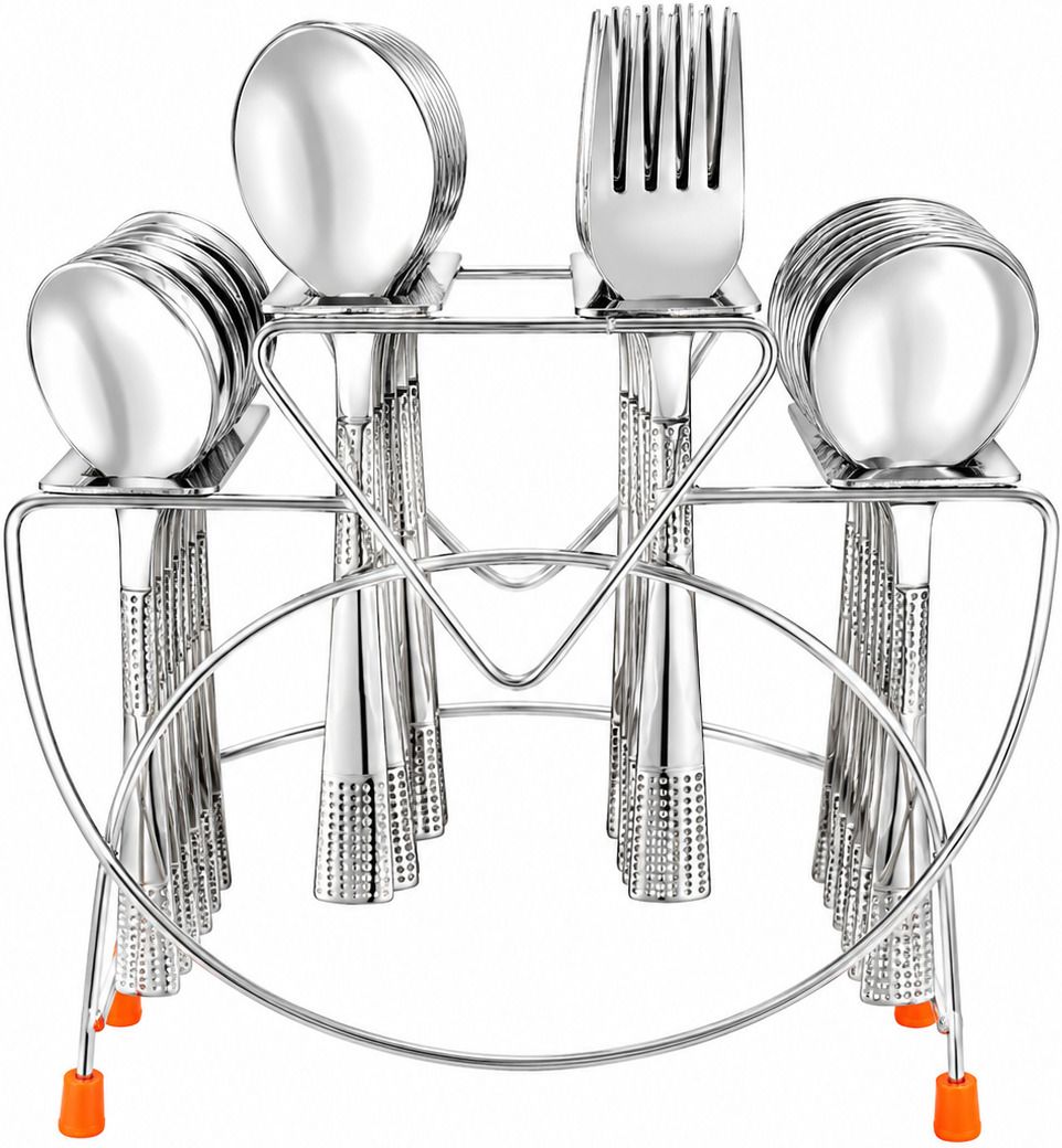 24 Pcs Cutlery Set with Stand | Mirror Finish | Rust Resistant Stainless Steel Cutlery Set-image-19