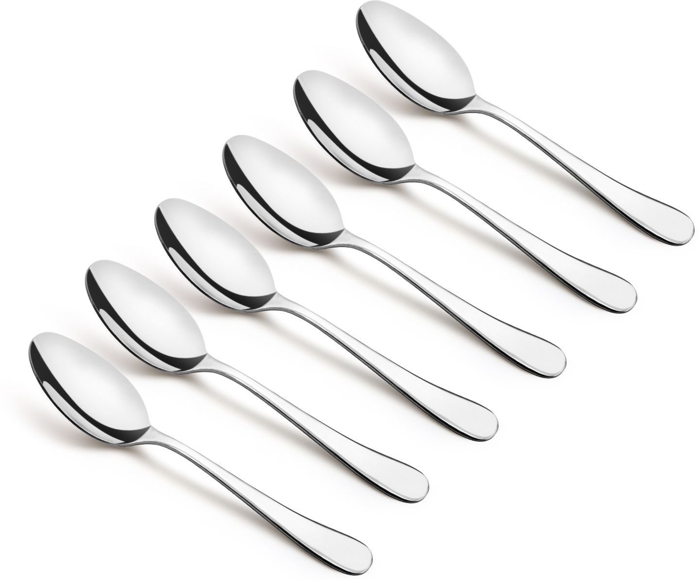 BE Essentials Baguette Stainless Steel 6 Pcs Dinner Spoon Set, 19cm Long Spoon, Stainless Steel Cutlery Set-image-1
