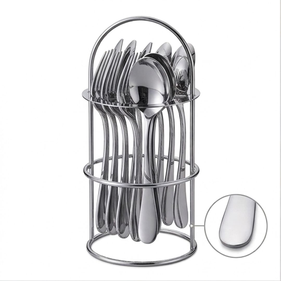 Luxury 16-Piece Mirror-Polished High-Gloss Flatware with Modern Organizer Stand Stainless Steel Cutlery Set-image-48