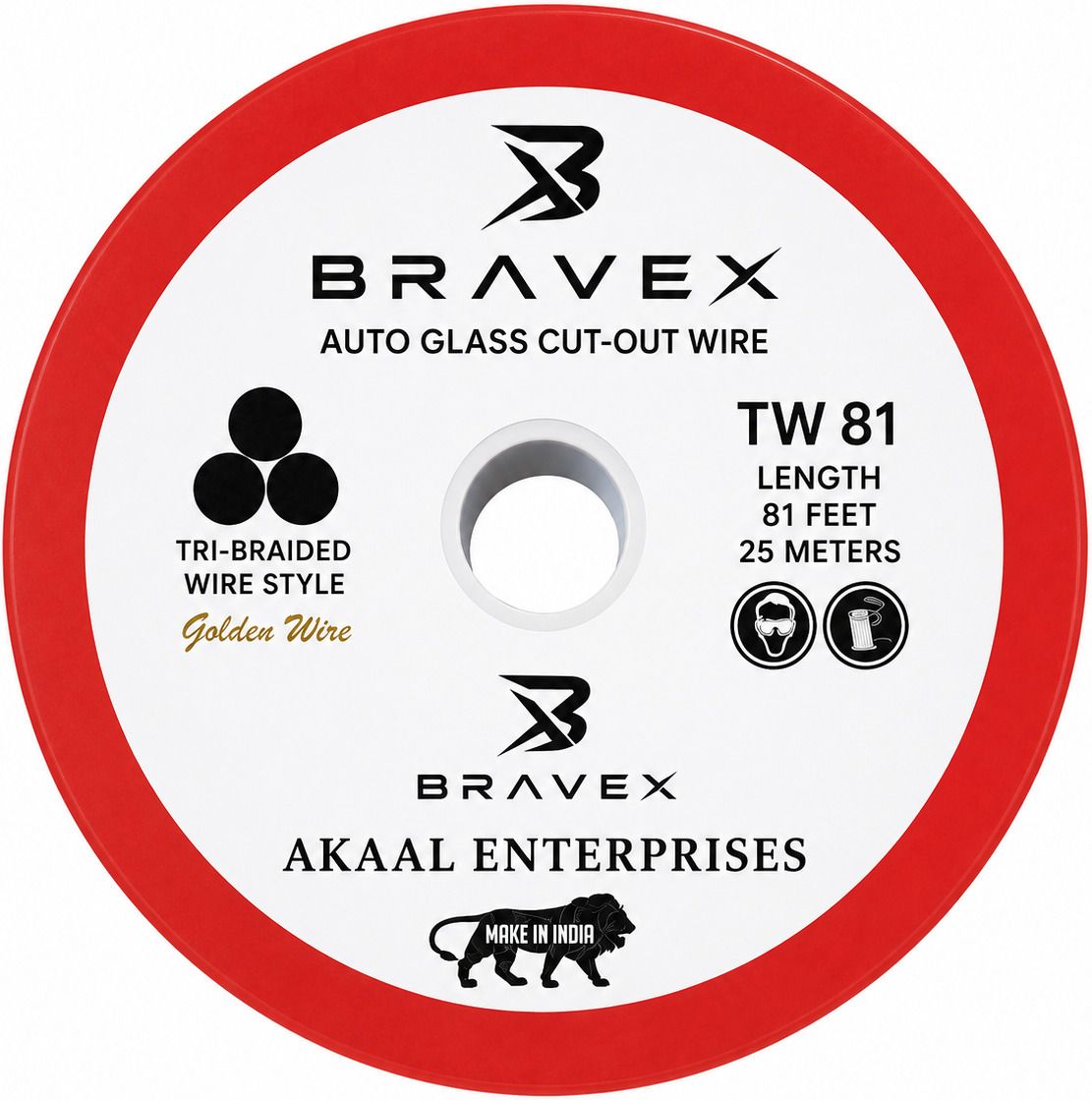 bravex Auto Glass Cut-Out Wire TW81 Tri-Braided High Tensile Golden Windshield Combo-picture-40